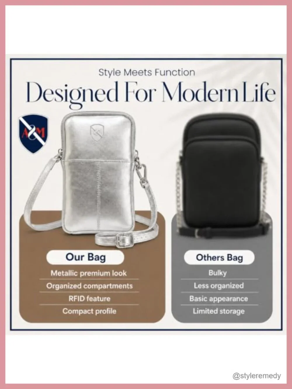 Genuine Leather Small Crossbody Bag RFID Blocking Adjustable Strap Cell Phone